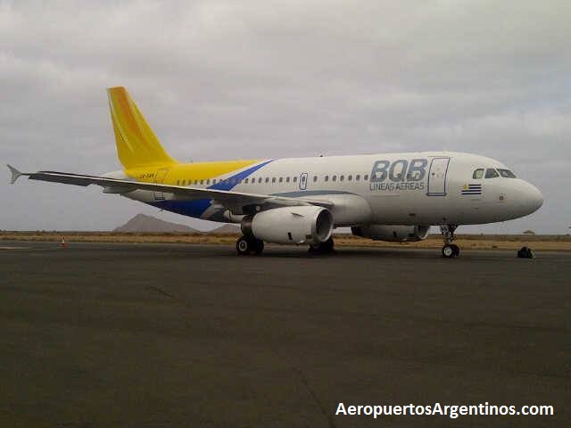 Airbus A319 CX-SAN de BQB antes de salir de Isla de Sal, hoy a la mañana