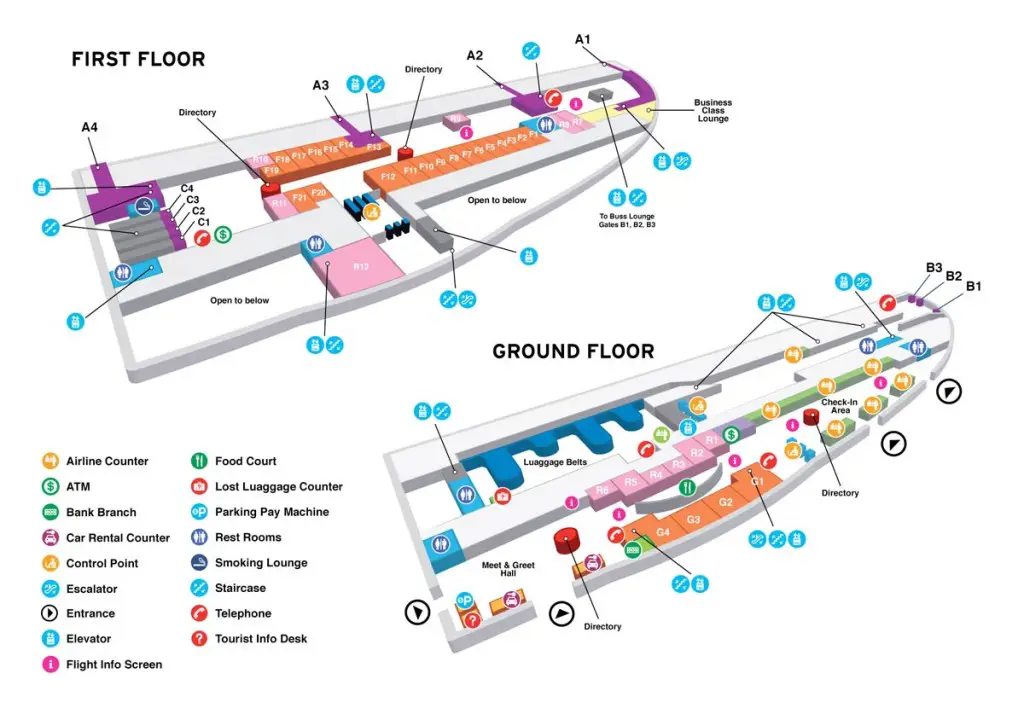 Plano de la terminal del aeropuerto de St. Maarten (Foto: www.sxmairport.com)