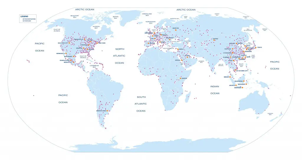 Red de destinos de SkyTeam