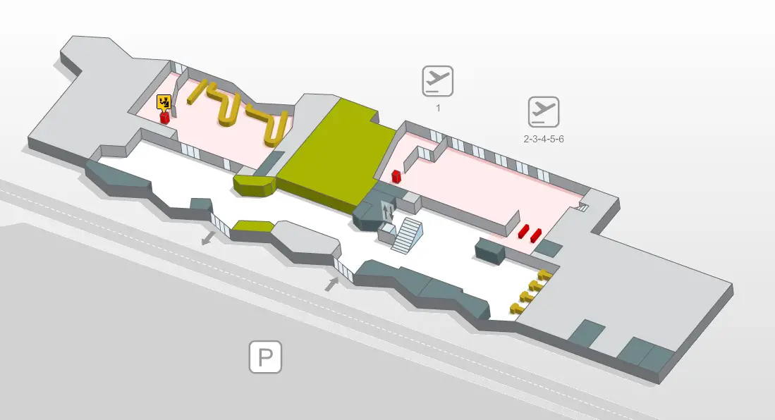 Plano de la terminal del aeropuerto de San Sebastián (LESO), España (Fuente: AENA)