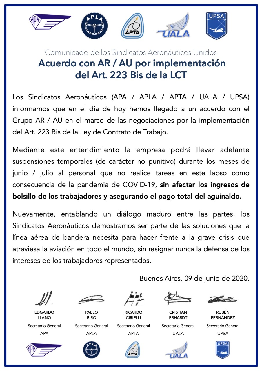 Suspensiones: Hay Acuerdo Entre Aerolíneas Argentinas Y Los Gremios ...