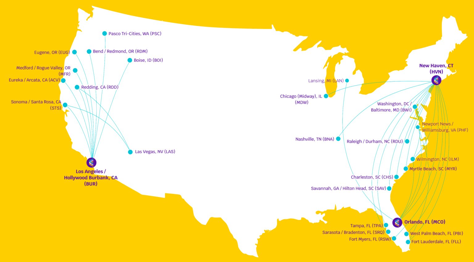 Avelo map route