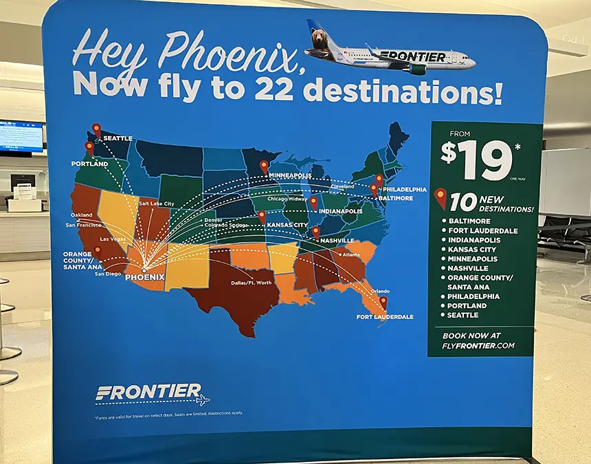 Frontier Airlines 10 rutas en Phoenix