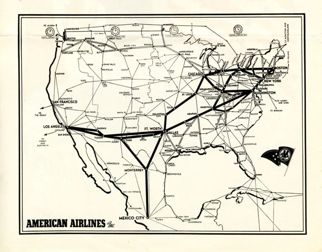 American Airlines Map Route 1942