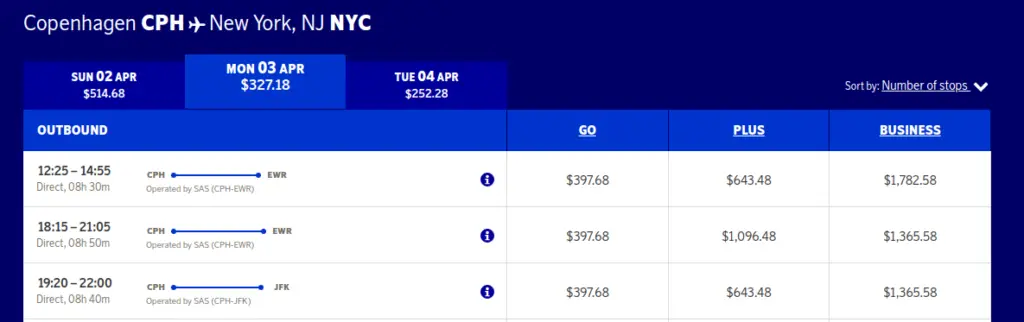 Scandinavian Airlines New York