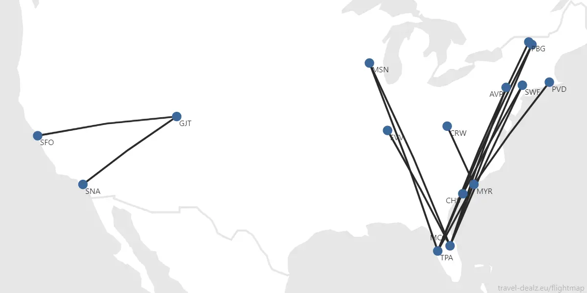 Breeze Airways route map