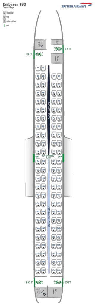 British Airways BA CityFlyer Embraer 190 Seat map 