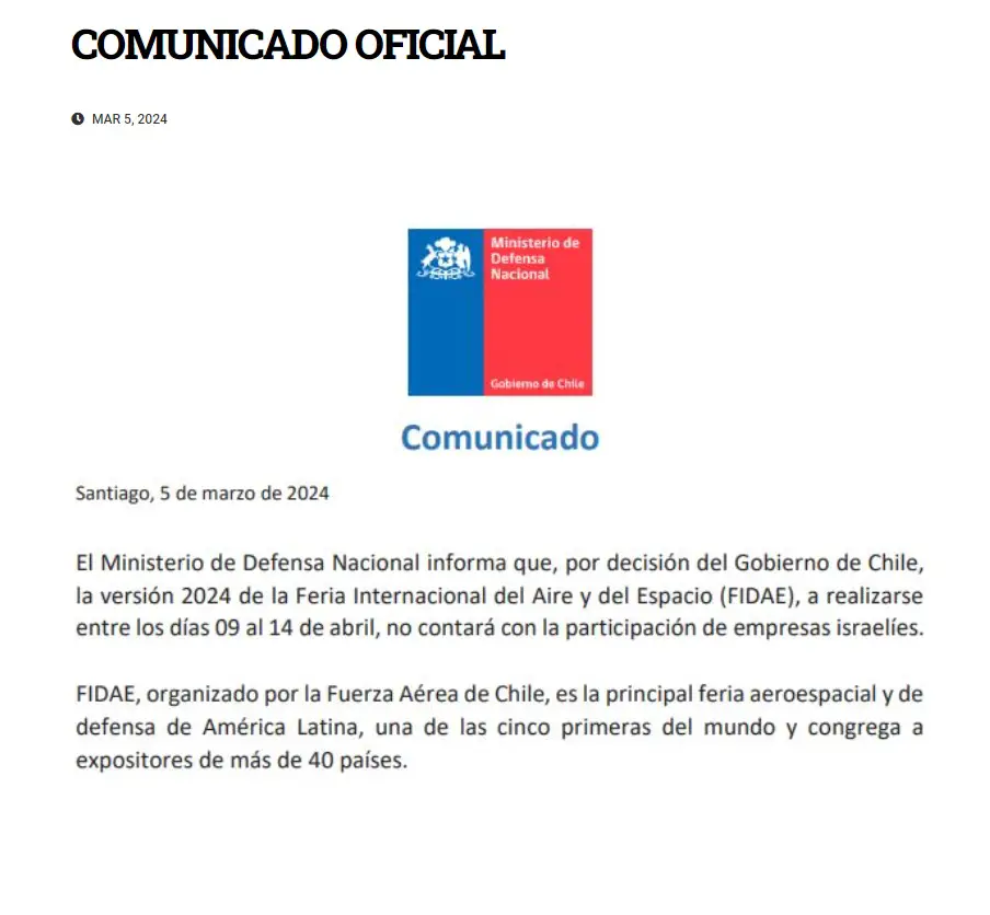 FIDAE 2024 Comunicado Oficial