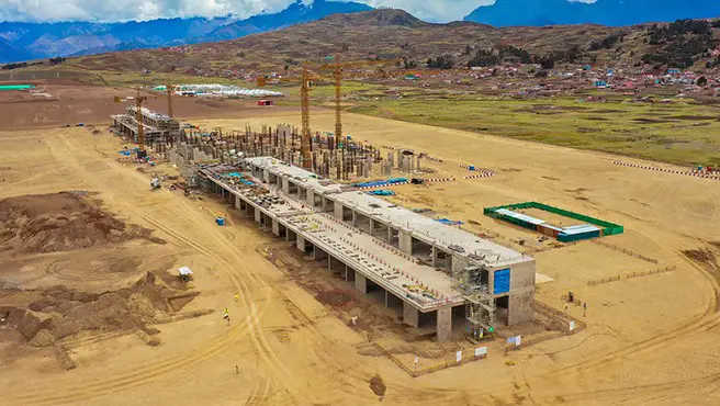 Avance de la construcción de la nueva terminal de pasajeros del Aeropuerto de Chincheros